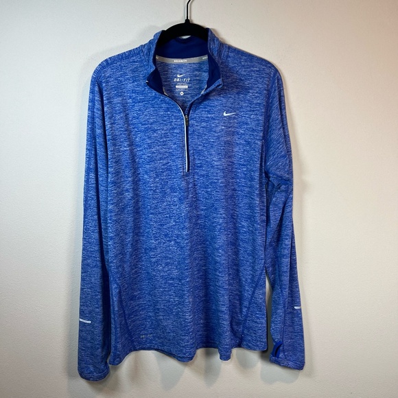 Nike Running Women's Dri-Fit  1/4 Zip Pullover Shirt Blue Heather Lightweight XL - Picture 1 of 13